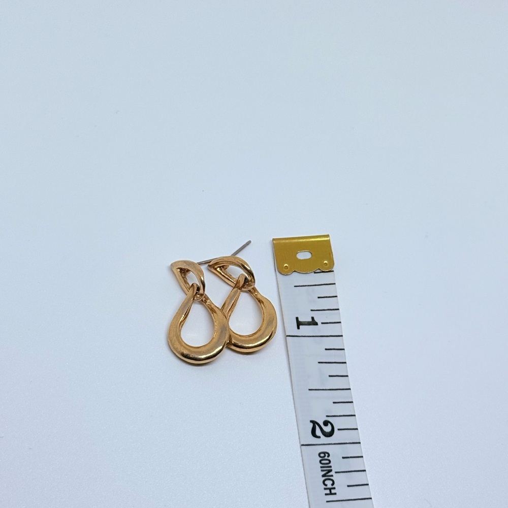 Elegant Gold-Tone Link Earrings SCO Vintage - Picture 11 of 11